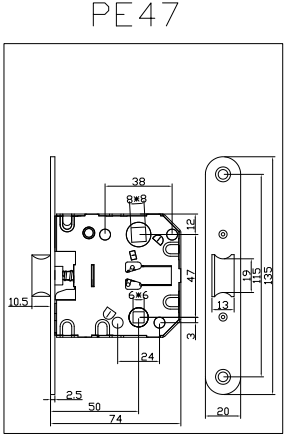 PE47 Slotlichaam