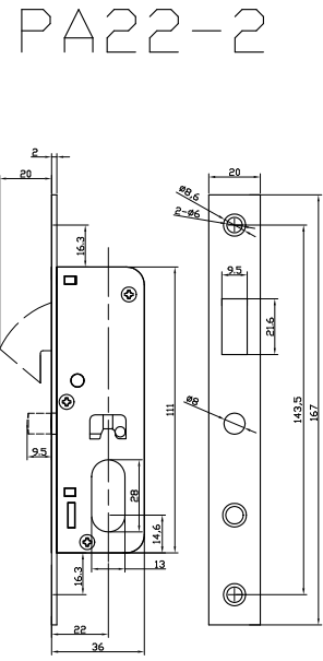 PA22-1 Opening voor slotcilinder