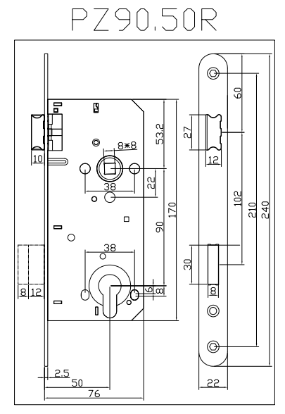 PZ90.50R Deurslot
